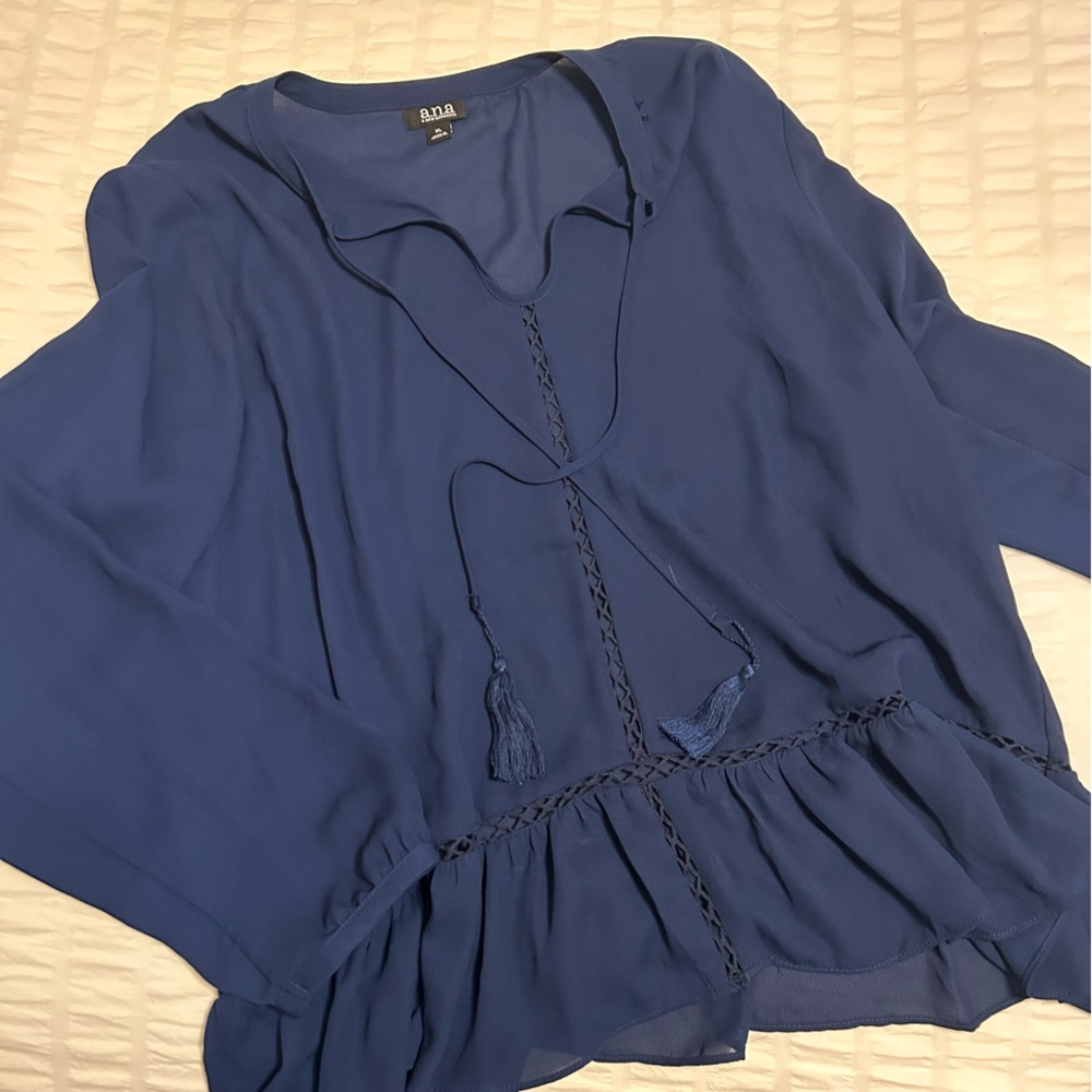Deep Blue Long Sleeve Blouse